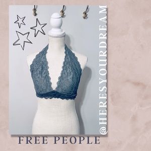 free people lace halter bralette // dove gray // sz m